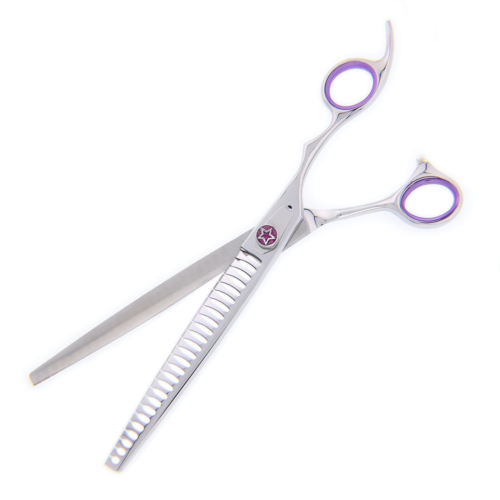 Titan Shears – Hoshi Silver & Purple Chunker Shears 8” image 2